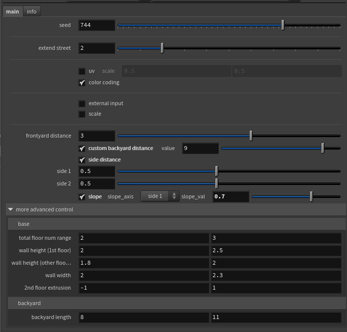Procedural building HDA UI