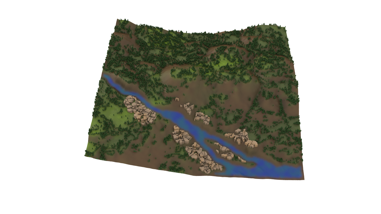 Procedural Terrain System with Noise-Based Mask Blending